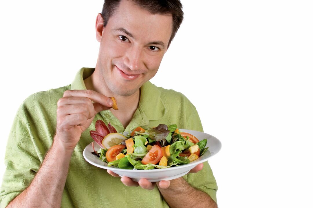 man eats vegetable salad to gain potency